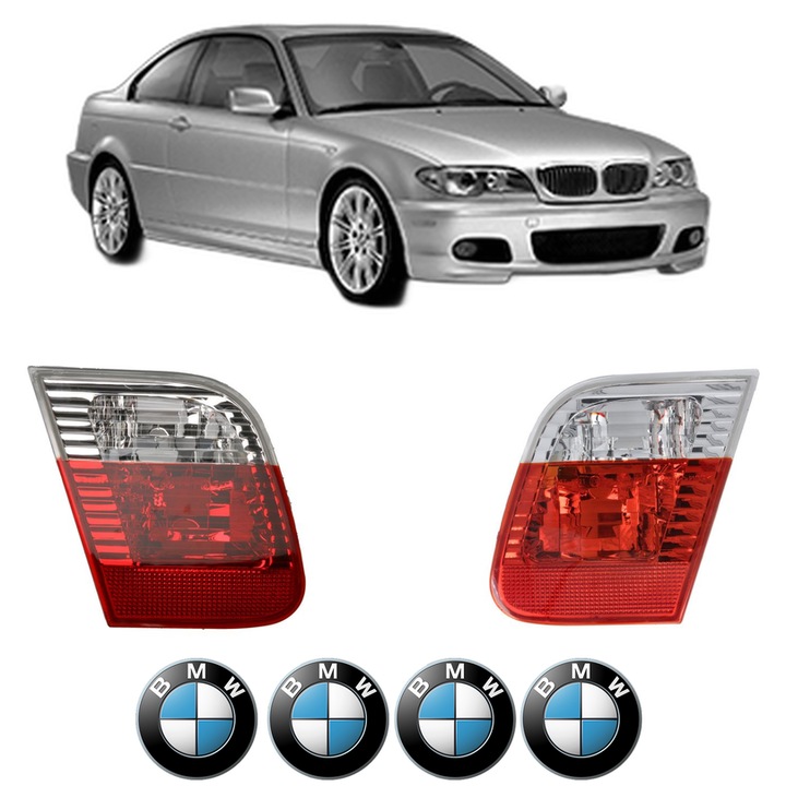 Set Stopuri Spate Stanga Dreapta BMW Seria 3 Coupe (E46) din 1998-2006, Auto, TYC, 4x Stickere auto cu BMW