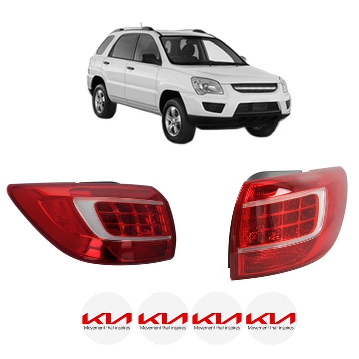 Set Stopuri Spate Stanga Dreapta KIA SPORTAGE II (JE_, KM_) din 2004-2010, Auto, TYC, 4x Stickere auto cu KIA