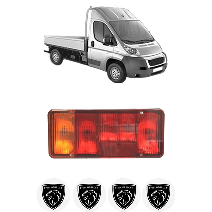 Lampa Stop Spate Stanga PEUGEOT BOXER Platform/Chassis din 2006-2023, Auto, DEPO, 4x Stickere auto cu PEUGEOT