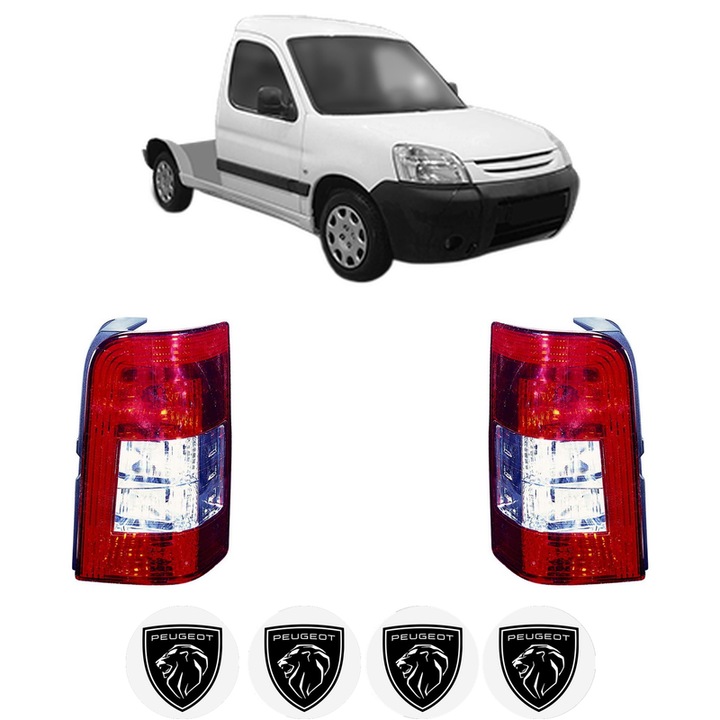 Set Stopuri Spate Stanga Dreapta PEUGEOT PARTNER Platform/Chassis (5_, G_) din 1997-2008, Auto, DEPO, 4x Stickere auto cu PEUGEOT