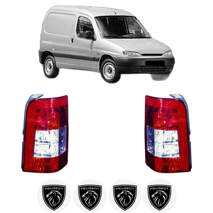Set Stopuri Spate Stanga Dreapta PEUGEOT PARTNER Box Body/MPV (5_, G_) din 1996-2015, Auto, DEPO, 4x Stickere auto cu PEUGEOT