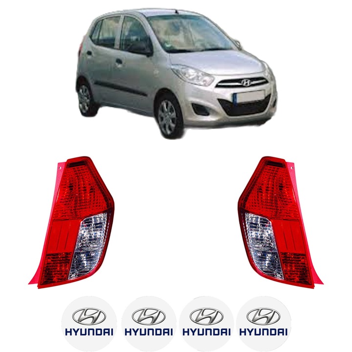 Set Stopuri Spate Stanga Dreapta HYUNDAI i10 I (PA) din 2007-2013, Auto, DEPO, 4x Stickere auto cu HYUNDAI