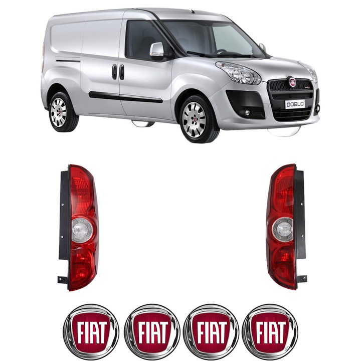 Set Stopuri Spate Stanga Dreapta FIAT DOBLO Bus (263_) din 2010-2023, Auto, DEPO, 4x Stickere auto cu FIAT