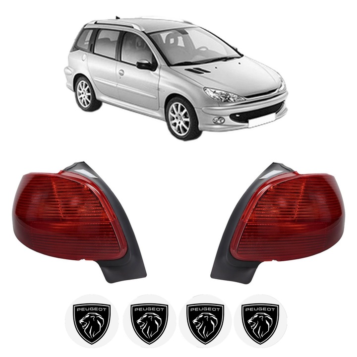 Set Stopuri Spate Stanga Dreapta PEUGEOT 206 SW (2E/K) din 2002-2008, Auto, TYC, 4x Stickere auto cu PEUGEOT