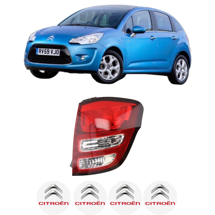 Lampa Stop Spate Dreapta CITROEN C3 II Hatchback Van (SC_) din 2010-2016, Auto, DEPO, 4x Stickere auto cu CITROEN