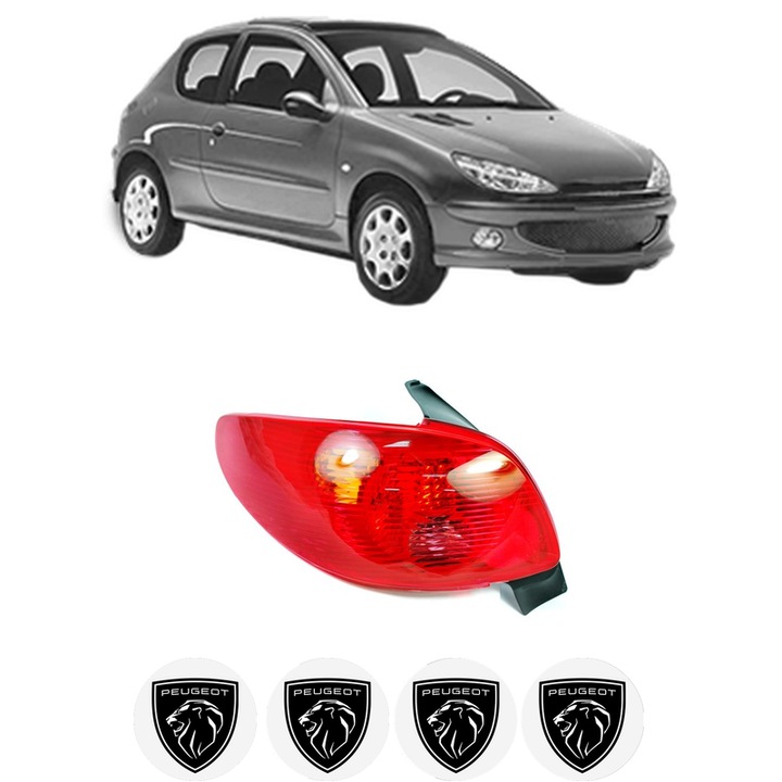 Lampa Stop Spate Stanga PEUGEOT 206 Hatchback (2A/C) din 1998-2012, Auto, DEPO, 4x Stickere auto cu PEUGEOT