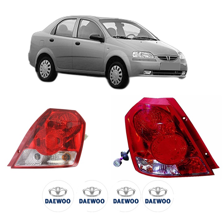 Set Stopuri Spate Stanga Dreapta DAEWOO KALOS Saloon (KLAS) din 2002-2004, Auto, DEPO, 4x Stickere auto cu DAEWOO