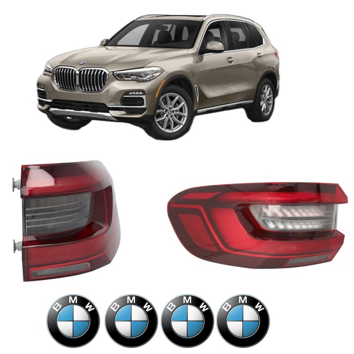Set Stopuri Spate Stanga Dreapta BMW Seria X5 (G05, F95) din 2018-2023, Auto, DEPO, 4x Stickere auto cu BMW