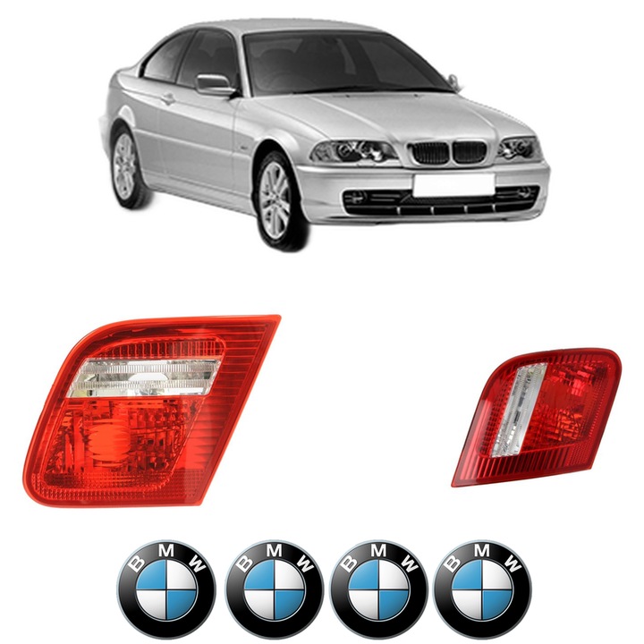 Set Stopuri Spate Stanga Dreapta BMW Seria 3 (E46) din 1997-2005, Auto, DEPO, 4x Stickere auto cu BMW