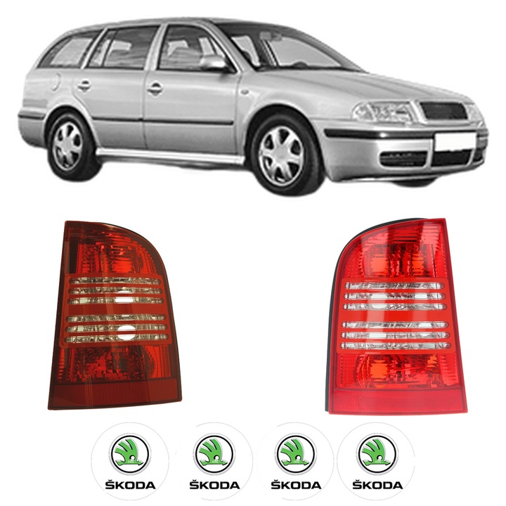 Set Stopuri Spate Stanga Dreapta SKODA OCTAVIA I Combi (1U5) din 1998-2010, Auto, DEPO, 4x Stickere auto cu SKODA
