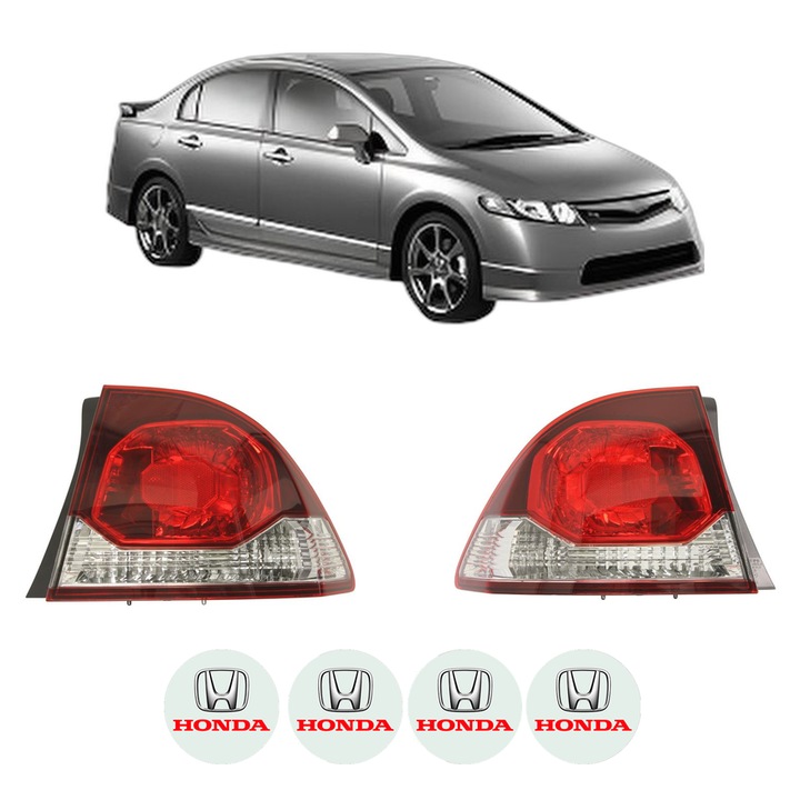 Set Stopuri Spate Stanga Dreapta HONDA CIVIC VIII Saloon (FD, FA) din 2005-2013, Auto, DEPO, 4x Stickere auto cu HONDA