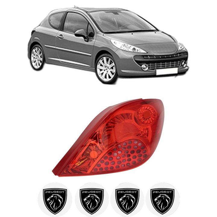 Lampa Stop Spate Dreapta PEUGEOT 207 (WA_, WC_) din 2006-2015, Auto, TYC, 4x Stickere auto cu PEUGEOT