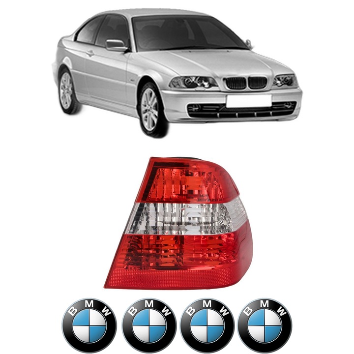 Lampa Stop Spate Dreapta BMW Seria 3 (E46) din 1997-2005, Auto, TYC, 4x Stickere auto cu BMW