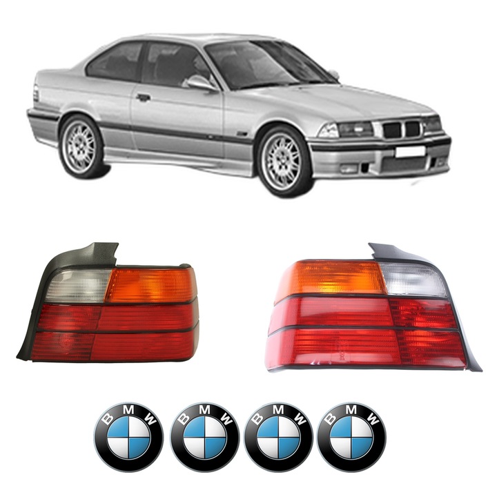 Set Stopuri Spate Stanga Dreapta BMW Seria 3 Coupe (E36) din 1991-1999, Auto, DEPO, 4x Stickere auto cu BMW