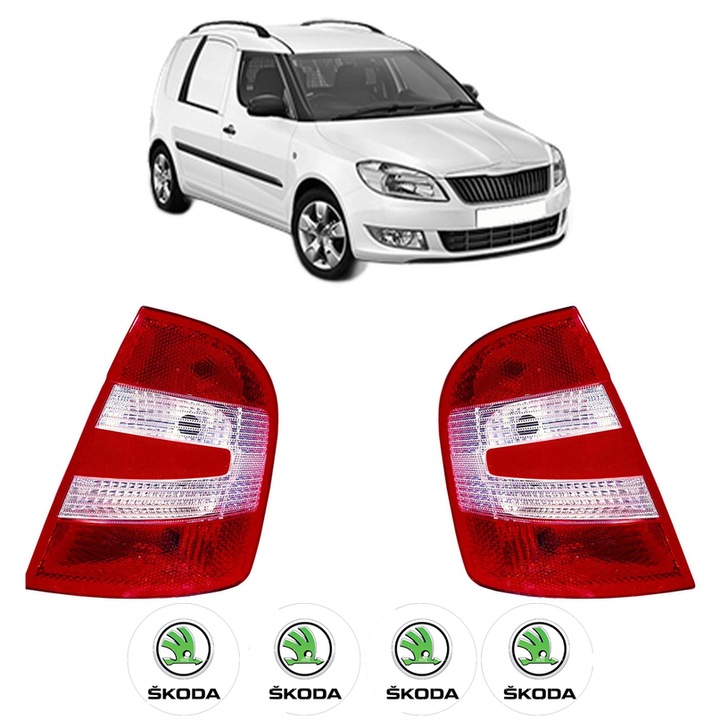 Set Stopuri Spate Stanga Dreapta SKODA FABIA I Praktik (6Y5) din 2000-2007, Auto, DEPO, 4x Stickere auto cu SKODA
