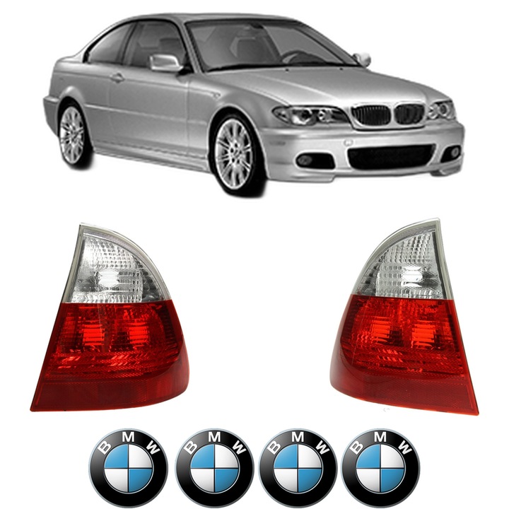 Set Stopuri Spate Stanga Dreapta BMW Seria 3 Coupe (E46) din 1998-2006, Auto, DEPO, 4x Stickere auto cu BMW