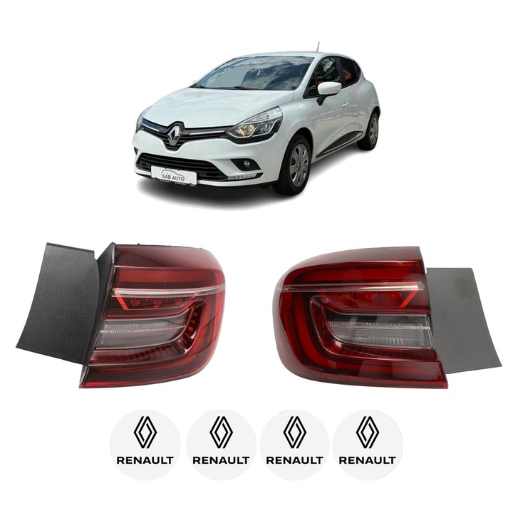 Set Stopuri Spate Stanga Dreapta RENAULT CLIO V (B7_) din 2019-2022, Auto, DEPO, 4x Stickere auto cu RENAULT