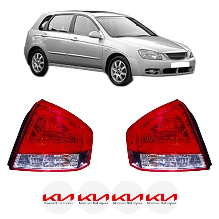 Set Stopuri Spate Stanga Dreapta KIA CERATO I Hatchback (LD) din 2004-2009, Auto, DEPO, 4x Stickere auto cu KIA