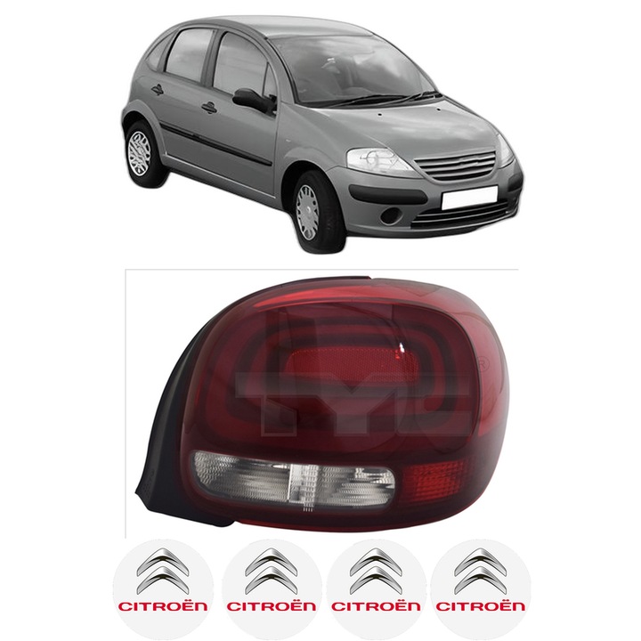 Lampa Stop Spate Stanga CITROEN C3 I (FC_, FN_) din 2002-2012, Auto, TYC, 4x Stickere auto cu CITROEN