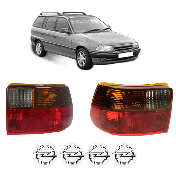 Set Stopuri Spate Stanga Dreapta OPEL ASTRA F Estate (T92) din 1991-1998, Auto, DEPO, 4x Stickere auto cu OPEL