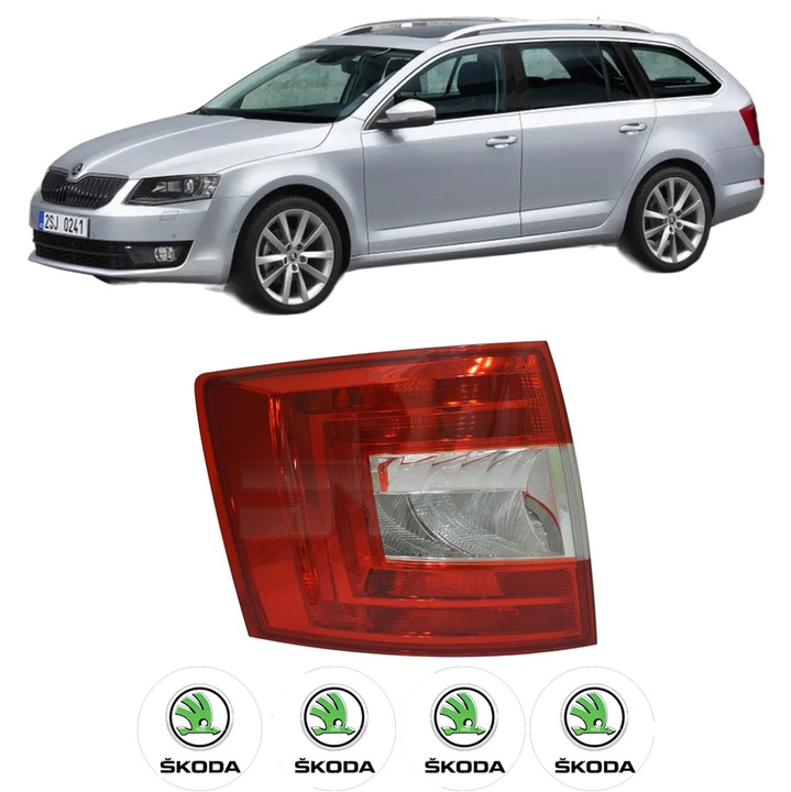 Lampa Stop Spate Stanga SKODA OCTAVIA III Combi (5E5, 5E6) din 2012-2020, Auto, TYC, 4x Stickere auto cu SKODA