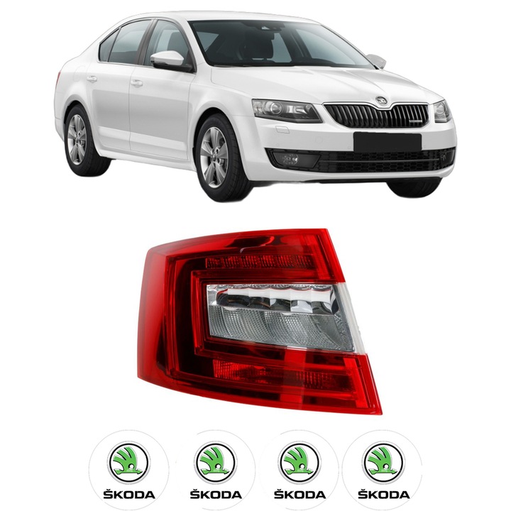 Lampa Stop Spate Stanga SKODA OCTAVIA III (5E3, NL3, NR3) din 2012-2020, Auto, TYC, 4x Stickere auto cu SKODA