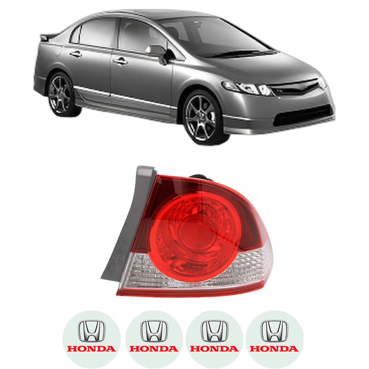 Lampa Stop Spate Dreapta HONDA CIVIC VIII Saloon (FD, FA) din 2005-2013, Auto, DEPO, 4x Stickere auto cu HONDA