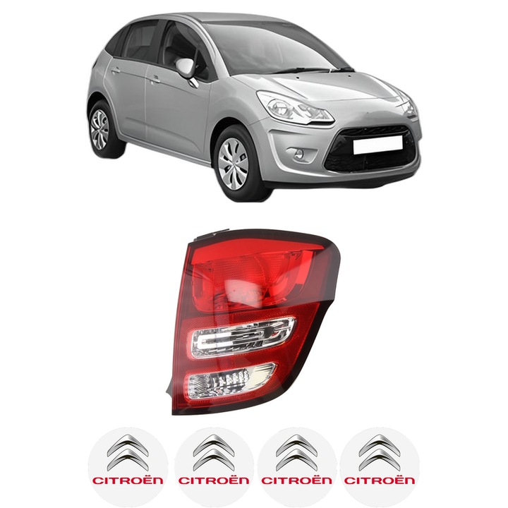 Lampa Stop Spate Dreapta CITROEN C3 II (SC_) din 2009-2016, Auto, DEPO, 4x Stickere auto cu CITROEN