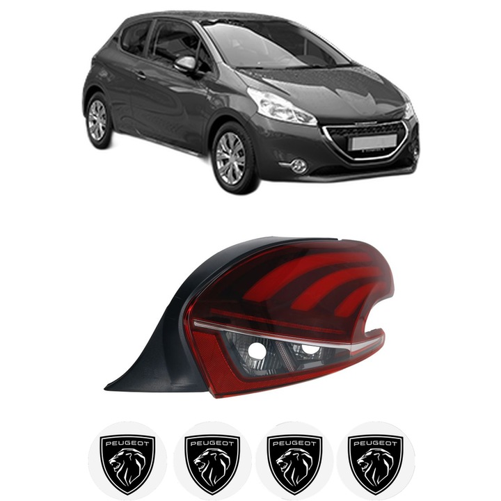 Lampa Stop Spate Dreapta PEUGEOT 208 Hatchback Van (CR_) din 2013-2019, Auto, DEPO, 4x Stickere auto cu PEUGEOT