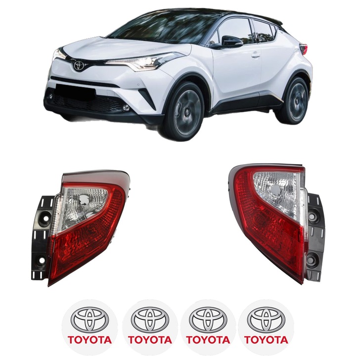 Set Stopuri Spate Stanga Dreapta TOYOTA C-HR (_X1_) din 2016-2019, Auto, DEPO, 4x Stickere auto cu TOYOTA