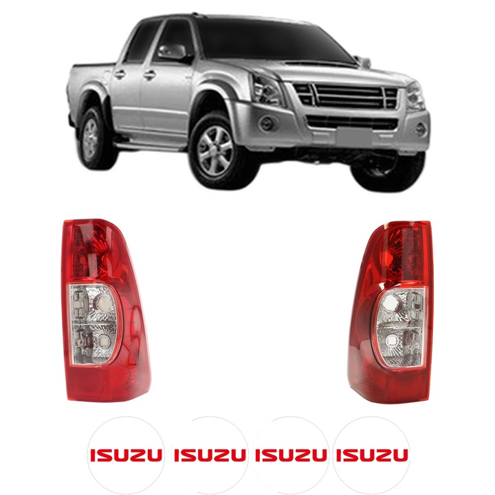 Set Stopuri Spate Stanga Dreapta ISUZU D-MAX I Platform/Chassis (TFR, TFS) din 2006-2012, Auto, DEPO, 4x Stickere auto cu ISUZU