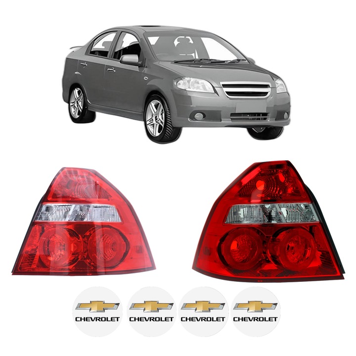 Set Stopuri Spate Stanga Dreapta CHEVROLET AVEO / KALOS Saloon (T250, T255) din 2005-2013, Auto, DEPO, 4x Stickere auto cu CHEVROLET