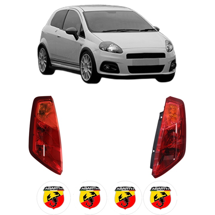 Set Stopuri Spate Stanga Dreapta ABARTH GRANDE PUNTO din 2007-2010, Auto, TYC, 4x Stickere auto cu ABARTH