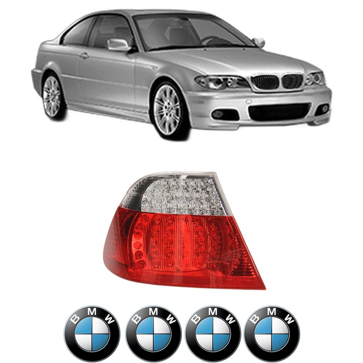 Lampa Stop Spate Stanga BMW Seria 3 Coupe (E46) din 1998-2006, Auto, DEPO, 4x Stickere auto cu BMW