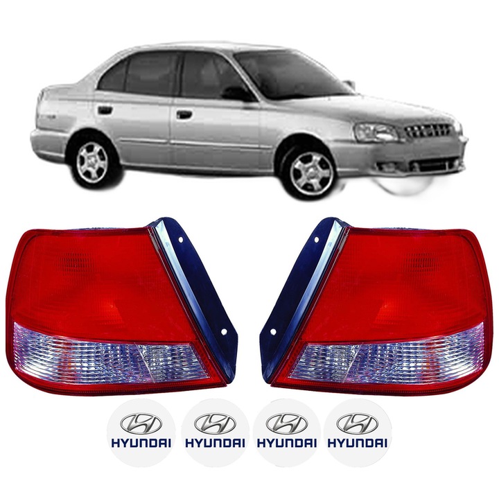 Set Stopuri Spate Stanga Dreapta HYUNDAI ACCENT II Saloon (LC) din 1999-2006, Auto, DEPO, 4x Stickere auto cu HYUNDAI