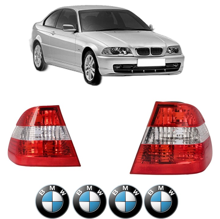 Set Stopuri Spate Stanga Dreapta BMW Seria 3 (E46) din 1997-2005, Auto, TYC, 4x Stickere auto cu BMW