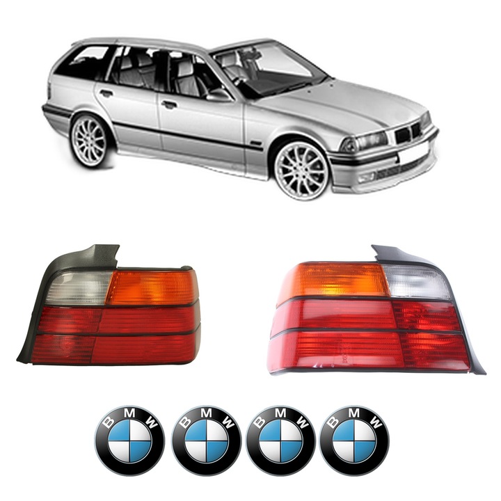 Set Stopuri Spate Stanga Dreapta BMW Seria 3 Touring (E36) din 1995-1999, Auto, DEPO, 4x Stickere auto cu BMW