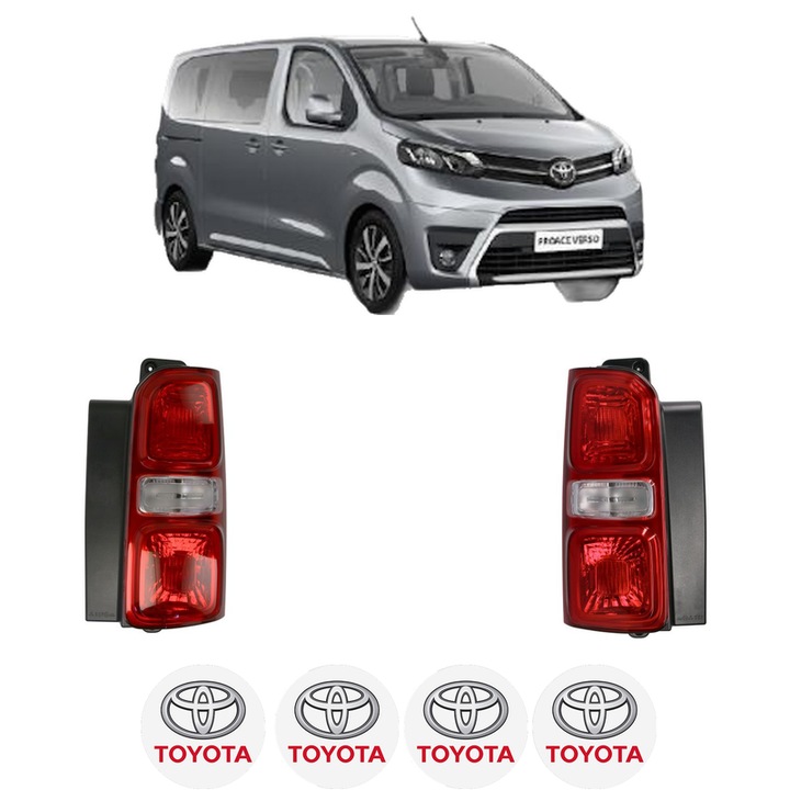 Set Stopuri Spate Stanga Dreapta TOYOTA PROACE VERSO Bus (MPY_) din 2016-2023, Auto, DEPO, 4x Stickere auto cu TOYOTA