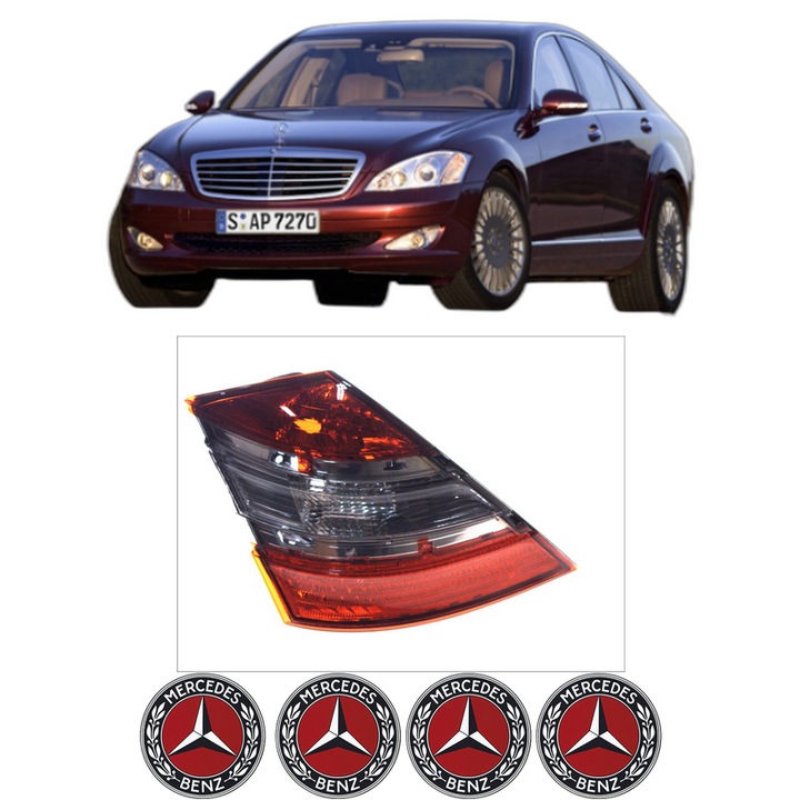 Lampa Stop Spate Stanga MERCEDES-BENZ S-CLASS (W221, V221) din 2005-2013, Auto, DEPO, 4x Stickere auto cu MERCEDES-BENZ