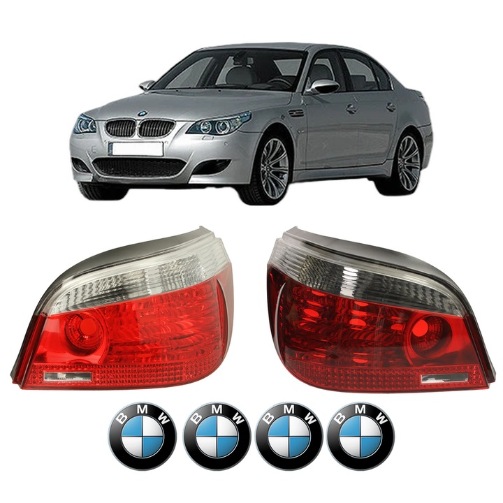 Set Stopuri Spate Stanga Dreapta BMW Seria 5 (E60) din 2001-2010, Auto, DEPO, 4x Stickere auto cu BMW