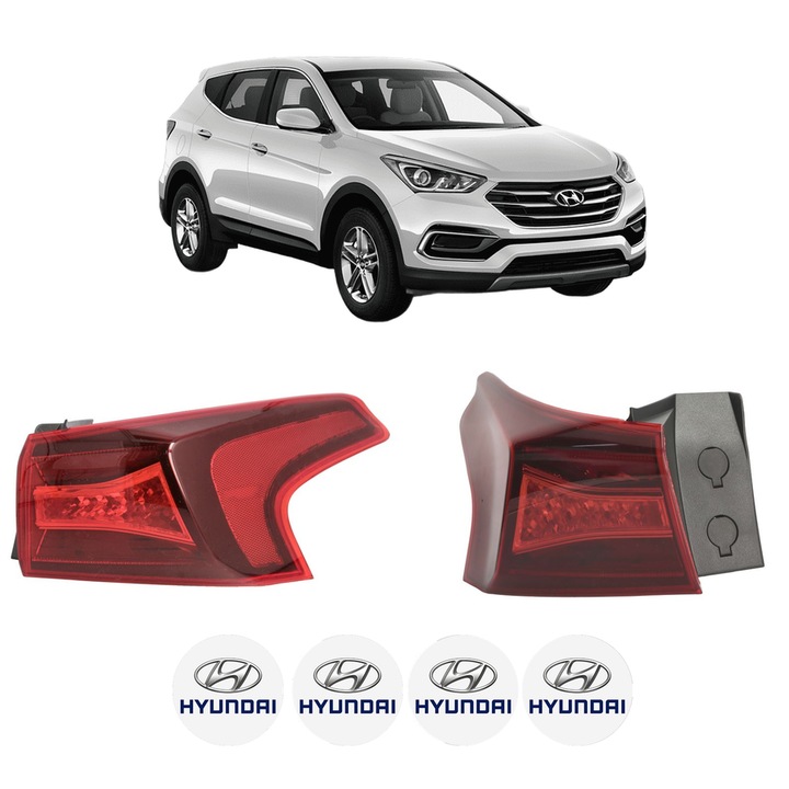 Set Stopuri Spate Stanga Dreapta HYUNDAI SANTA FE IV (TM, TMA) din 2018-2022, Auto, DEPO, 4x Stickere auto cu HYUNDAI
