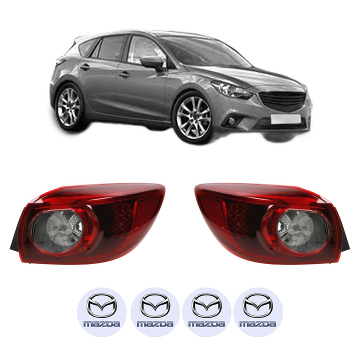 Set Stopuri Spate Stanga Dreapta MAZDA 3 (BM, BN) din 2013-2019, Auto, DEPO, 4x Stickere auto cu MAZDA