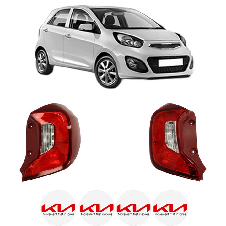 Set Stopuri Spate Stanga Dreapta KIA PICANTO II (TA) din 2011-2017, Auto, DEPO, 4x Stickere auto cu KIA