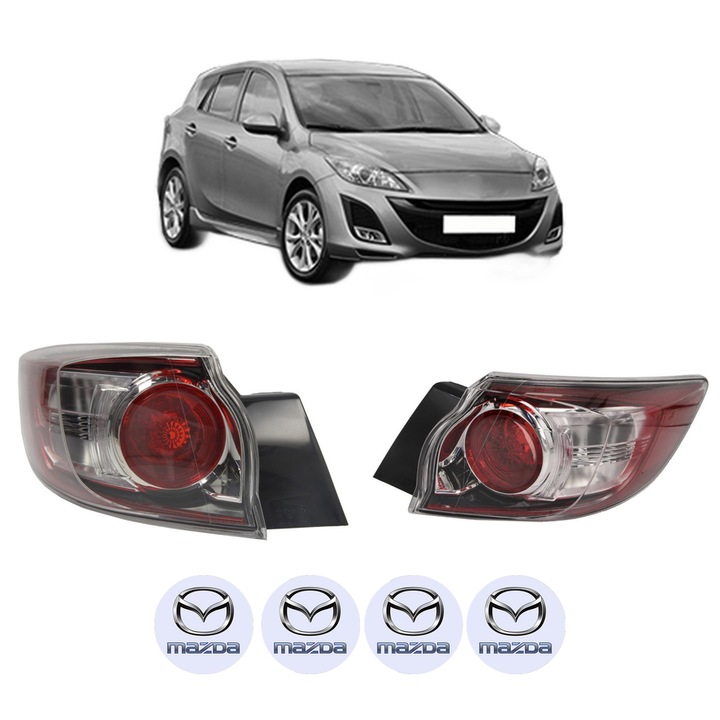 Set Stopuri Spate Stanga Dreapta MAZDA 3 (BL) din 2008-2014, Auto, TYC, 4x Stickere auto cu MAZDA