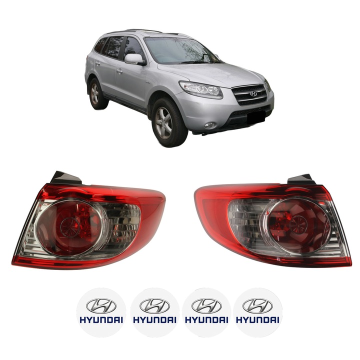 Set Stopuri Spate Stanga Dreapta HYUNDAI SANTA FÉ II (CM) din 2006-2012, Auto, DEPO, 4x Stickere auto cu HYUNDAI