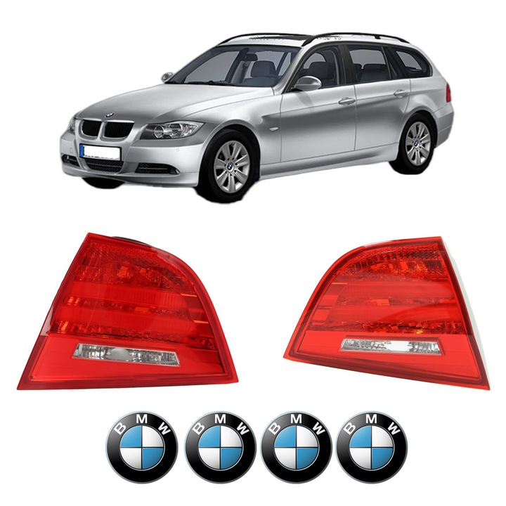 Set Stopuri Spate Stanga Dreapta BMW Seria 3 Touring (E91) din 2004-2012, Auto, DEPO, 4x Stickere auto cu BMW