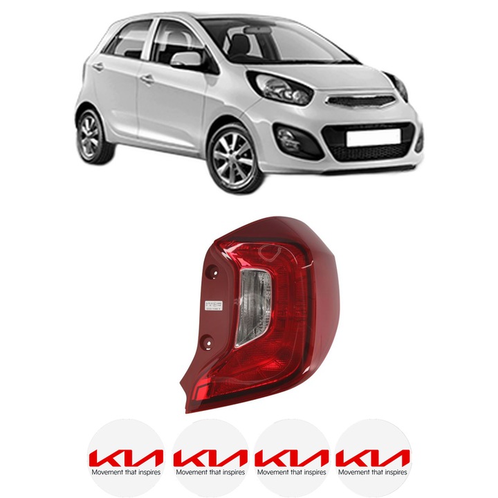 Lampa Stop Spate Dreapta KIA PICANTO II (TA) din 2011-2017, Auto, TYC, 4x Stickere auto cu KIA