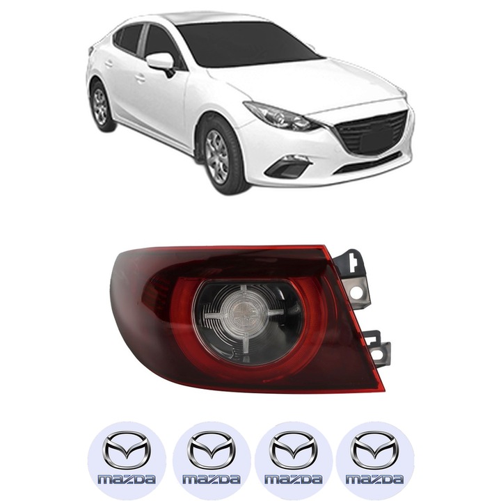 Lampa Stop Spate Stanga MAZDA 3 Saloon (BP_) din 2018-2024, Auto, DEPO, 4x Stickere auto cu MAZDA