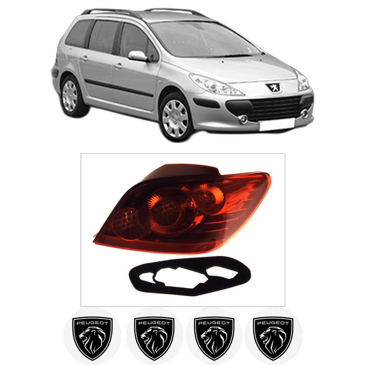 Lampa Stop Spate Dreapta PEUGEOT 307 Break (3E) din 2002-2009, Auto, DEPO, 4x Stickere auto cu PEUGEOT