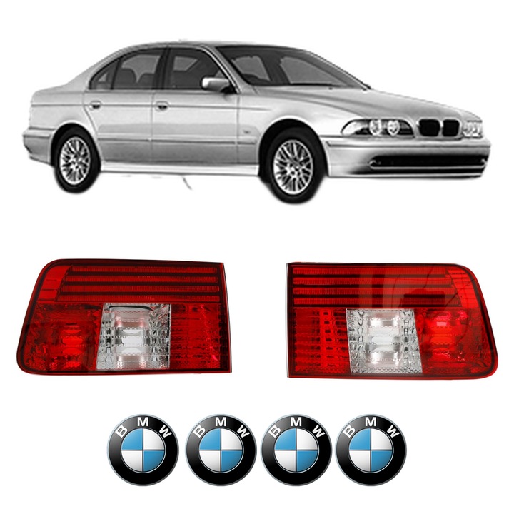 Set Stopuri Spate Stanga Dreapta BMW Seria 5 (E39) din 1995-2003, Auto, DEPO, 4x Stickere auto cu BMW